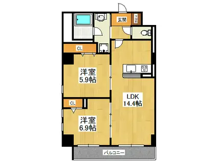 カスタリア船橋II(2LDK/2階)の間取り写真
