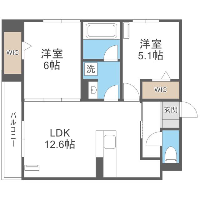 D-ROOM板付(2LDK/2階)の間取り写真