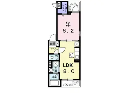カーサ プリンセスII(1LDK/2階)の間取り写真