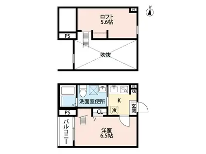 AQUA源兵衛町(1K/1階)の間取り写真