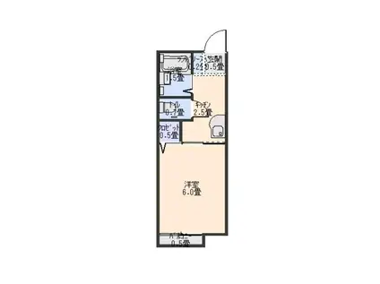 カサス二村台(1K/1階)の間取り写真