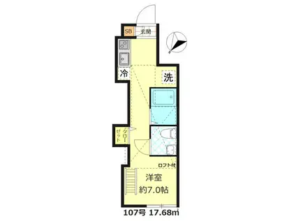 ベルエクラ阿佐ヶ谷(ワンルーム/1階)の間取り写真