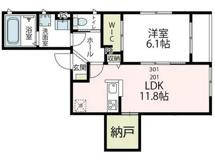 コージーコート(1LDK/3階)の間取り写真