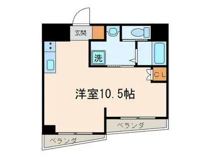 グリーンハイツ木城(ワンルーム/3階)の間取り写真