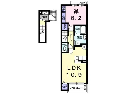 SUNRISESTAGEIII(1LDK/2階)の間取り写真
