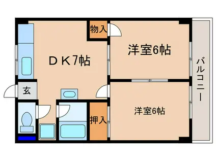 ユニオンビル(2DK/3階)の間取り写真