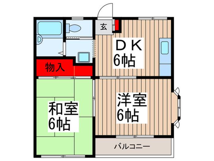 ハイツリバ-サイド(2DK/3階)の間取り写真