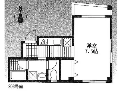 ウィステリア・II(1K/2階)の間取り写真