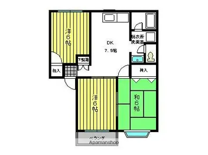 ウィングハイツII(3DK/2階)の間取り写真