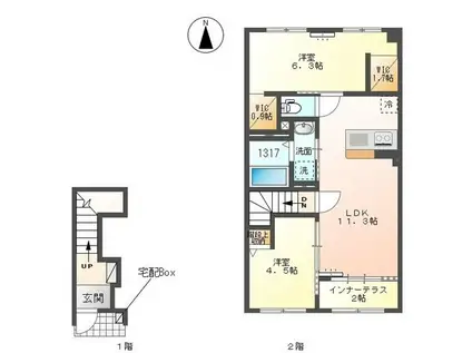 GLANZ -グランツ-(2LDK/2階)の間取り写真