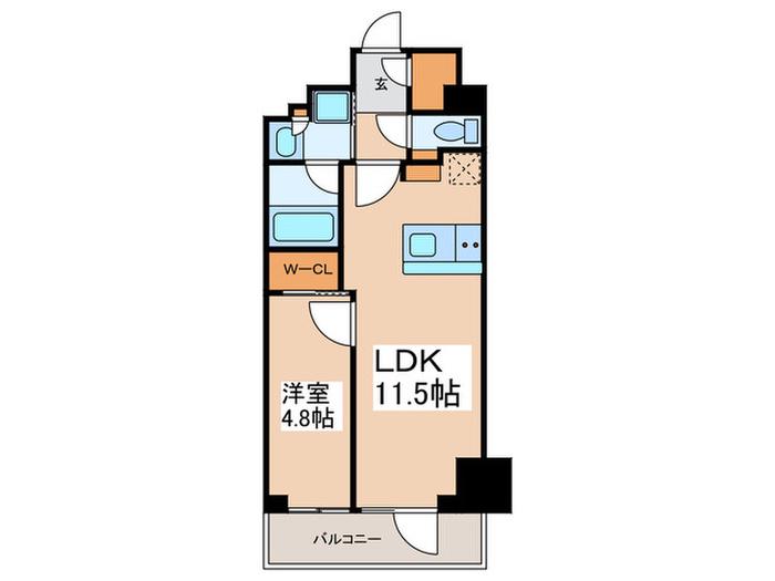 ザ・パークハビオ日本橋茅場町(1LDK/3階)の間取り写真