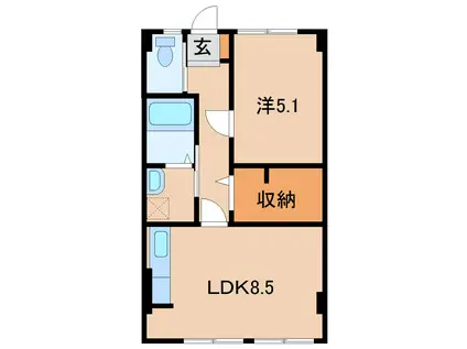 南川ビル(1LDK/3階)の間取り写真