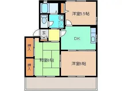 ドミールあざみD(3DK/1階)の間取り写真