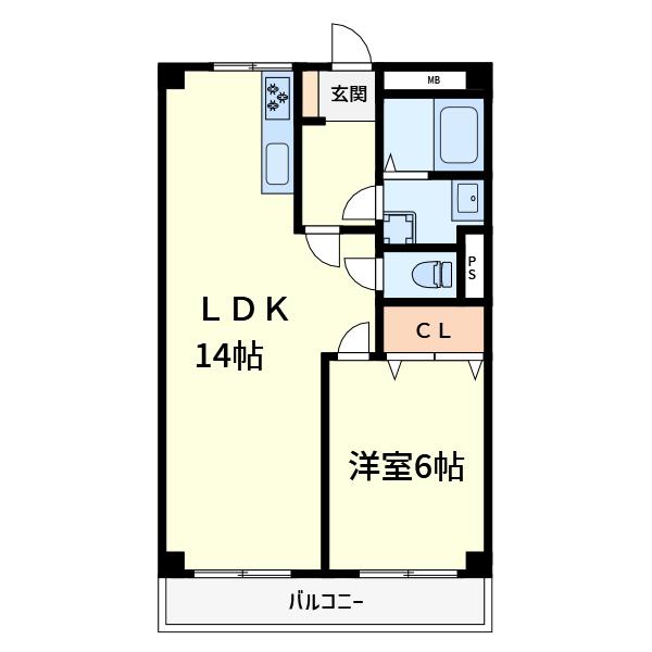 グランド大山崎(1LDK/2階)の間取り写真