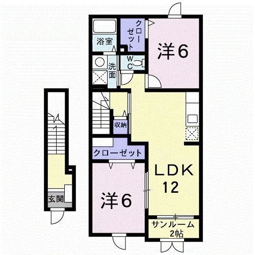 スプランドゥール(2LDK/2階)の間取り写真