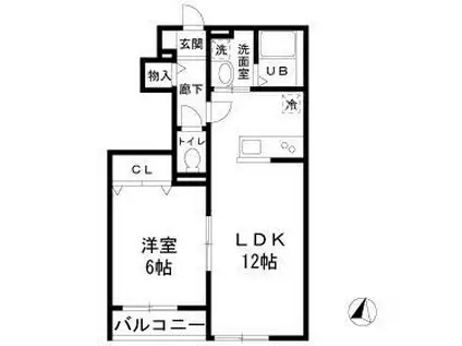 ロータスハウス(1LDK/1階)の間取り写真