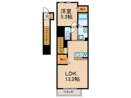 エスカーラ馬橋(1LDK/2階)の間取り写真