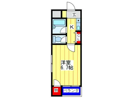 シャンティ上島(1K/3階)の間取り写真