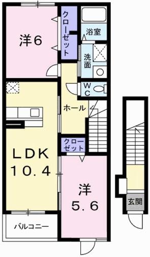 サンリットベル A棟(2LDK/2階)の間取り写真