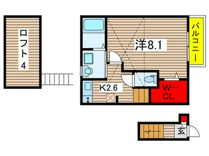 LONG HILLS春日(1K/2階)の間取り写真