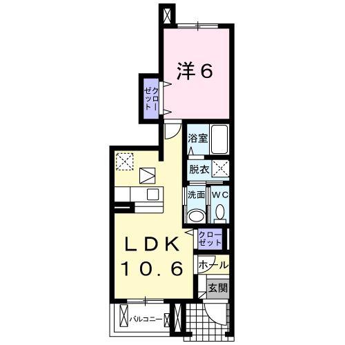 プリマヴェール(1LDK/1階)の間取り写真