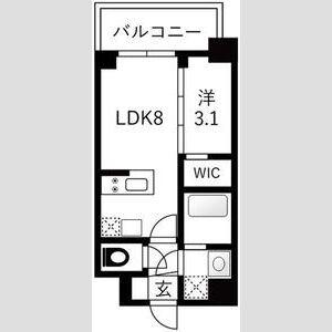 エスリードレジデンスザ・グラン大阪福島クラス(1LDK/2階)の間取り写真