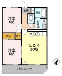 メゾン藤 壱番館(2LDK/3階)の間取り写真