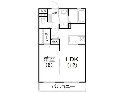 ラヴィベール中島(1LDK/1階)の間取り写真