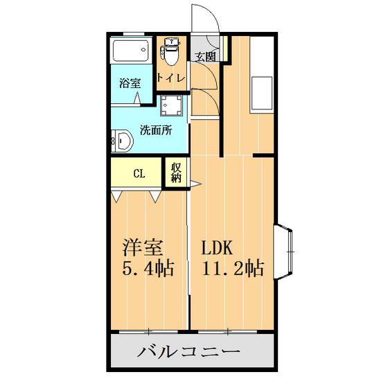 グランディールI(1LDK/1階)の間取り写真