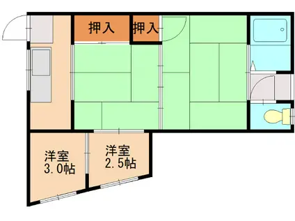 今中アパート(2DK/2階)の間取り写真
