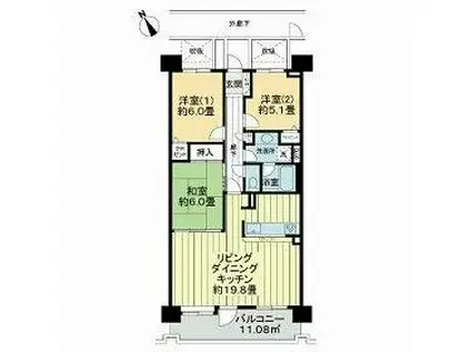 ライオンズガーデン泉中央(3LDK/10階)の間取り写真