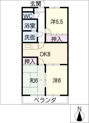 メゾン・ド・グラシューズ(3DK/1階)の間取り写真