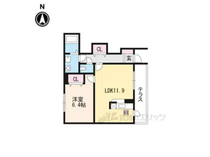 カーサスカイ2(1LDK/1階)の間取り写真