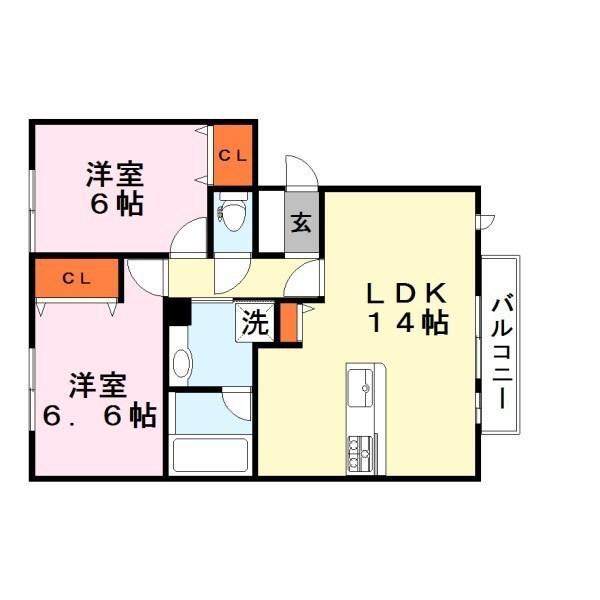 グランシャリオ(2LDK/3階)の間取り写真