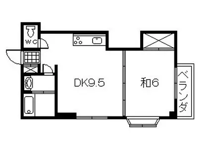 竹田ハイツ(1LDK/2階)の間取り写真