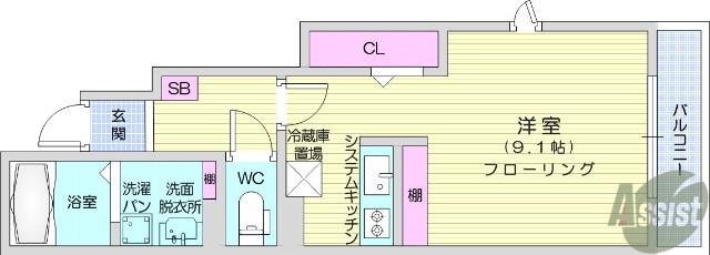 ビオーラ・Ⅰ(1K/1階)の間取り写真