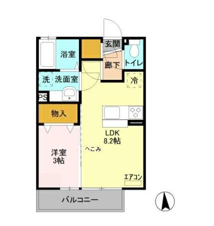 オーブルミエール(1LDK/3階)の間取り写真