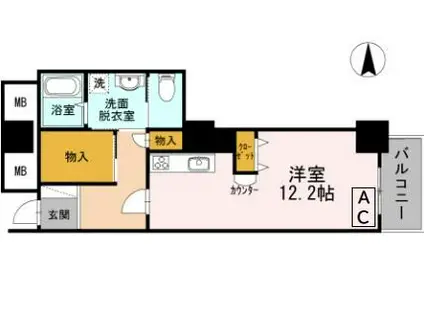 品川シーサイドビュータワーII(1K/18階)の間取り写真