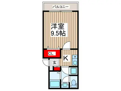 ミレア武里(1K/2階)の間取り写真