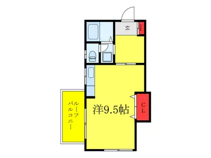 フランドールエタニティー(ワンルーム/2階)の間取り写真