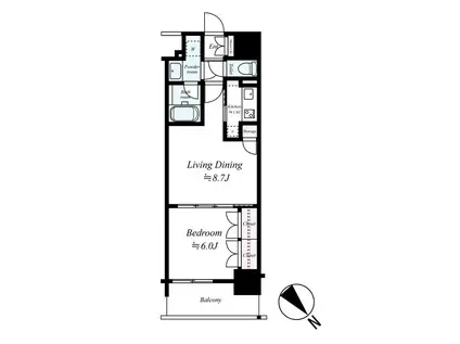 EPIC HIGASHI NIHONBASHI RESIDENCE(1LDK/3階)の間取り写真