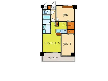 ラ・カーサ・フェリーチェ住吉南(2LDK/2階)の間取り写真