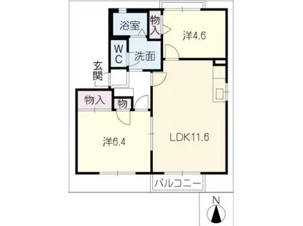 サニーファイブ E棟(2LDK/2階)の間取り写真