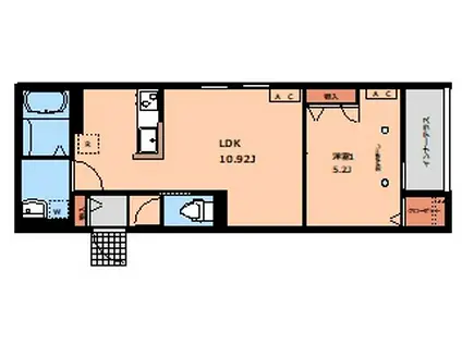 大山金井町アパート(1LDK/1階)の間取り写真