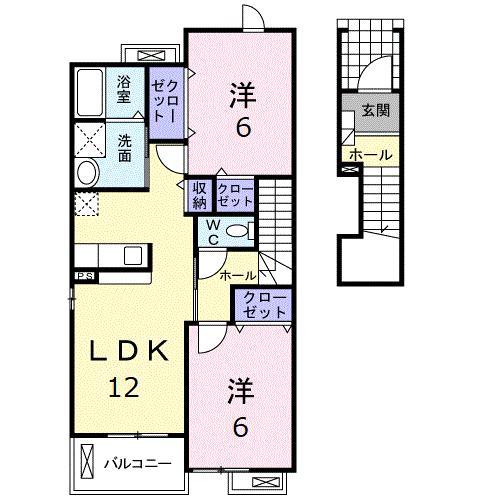 ポワールメゾンD(2LDK/2階)の間取り写真