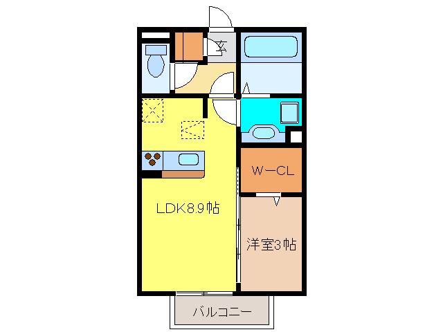 シャトル緑ヶ丘(1LDK/1階)の間取り写真