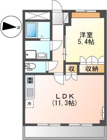 エスタージ・ヒルズ2番館(1LDK/2階)の間取り写真