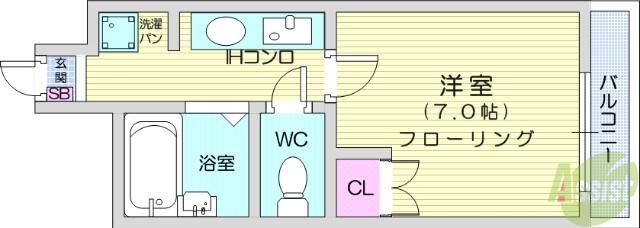 ピュアハウス アイハラ(1K/3階)の間取り写真
