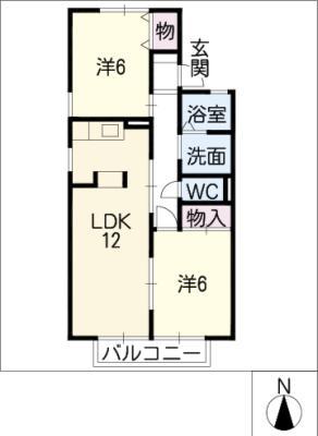 ハートホーム西沢B棟(2LDK/1階)の間取り写真
