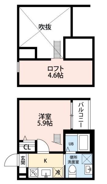 アンベリール(1K/1階)の間取り写真